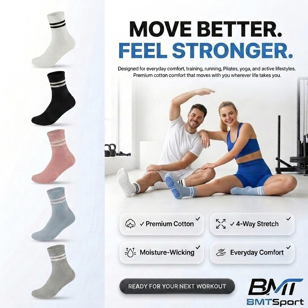 BMTSport Gripfitᴮᴹ Anti-Slip Training Socks